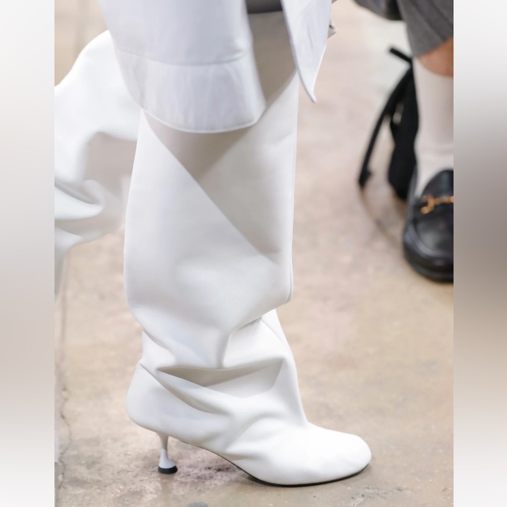 Proenza Shouler tee knee high boots baggy white nappa leather size 9 runway - Picture 2 of 16